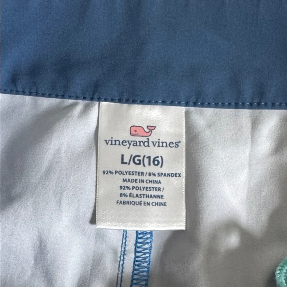 Vineyard Vines Navy and Aqua Striped Men’s Swim Board Shorts